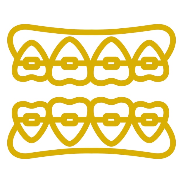 Вектор Стиль иконы зубной брекеты