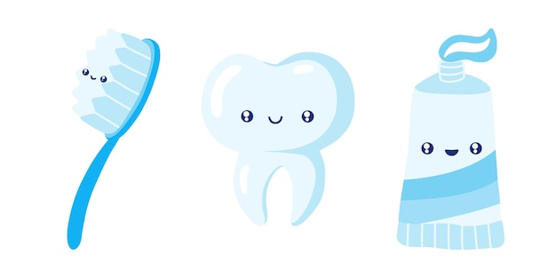 Tooth and brushbrush cute tooth cartoon character toothbrushing toothpaste cleaning healthy