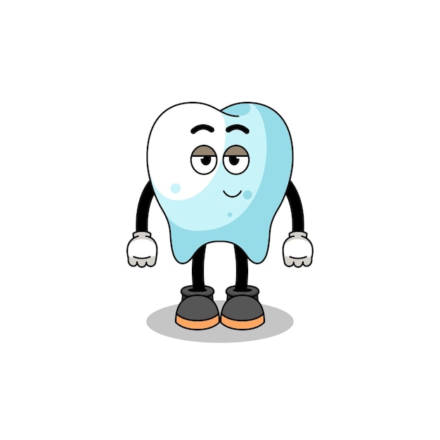 Vector tooth cartoon couple with shy pose