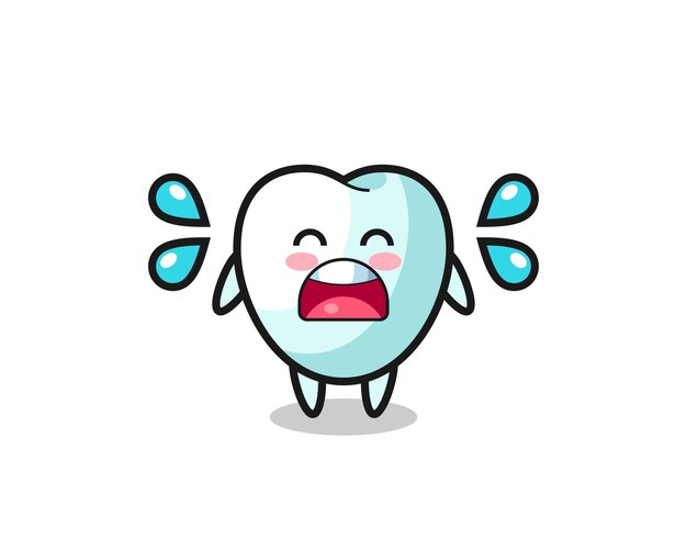 Tooth cartoon illustration with crying gesture