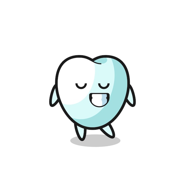 Vector tooth cartoon illustration with a shy expression