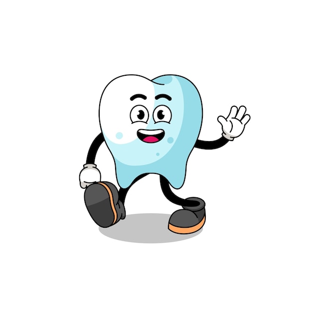 Tooth cartoon walking