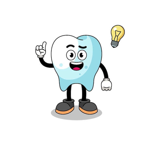 Tooth cartoon with get an idea pose