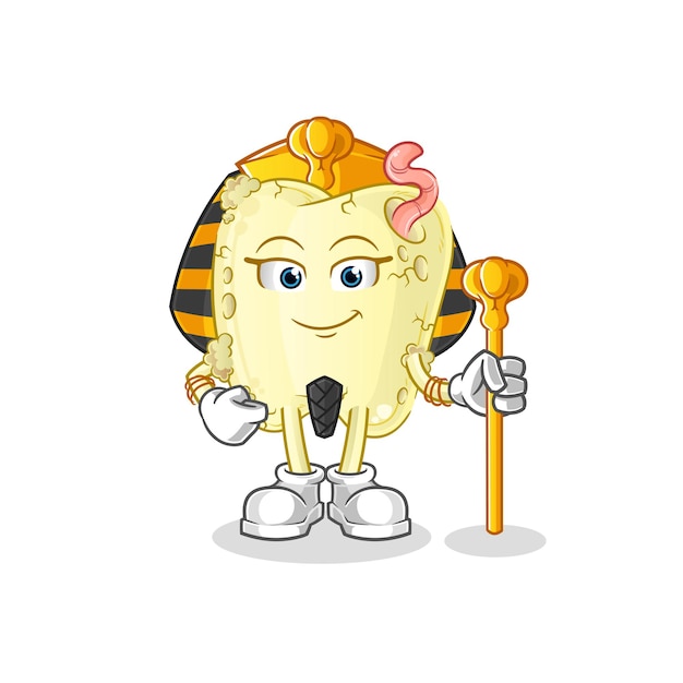 Tooth decay ancient egypt cartoon. cartoon mascot vector