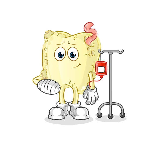 Tooth decay sick in IV illustration. character vector