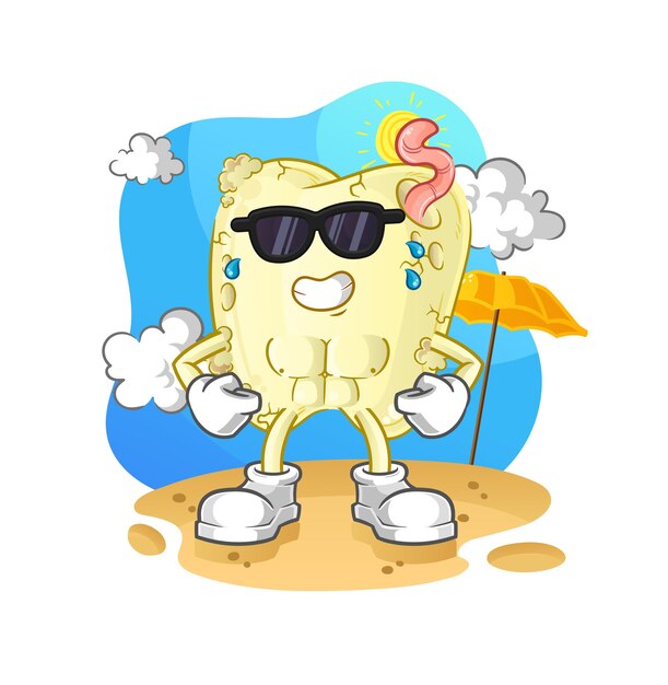 Tooth decay sunbathing in summer. character vector