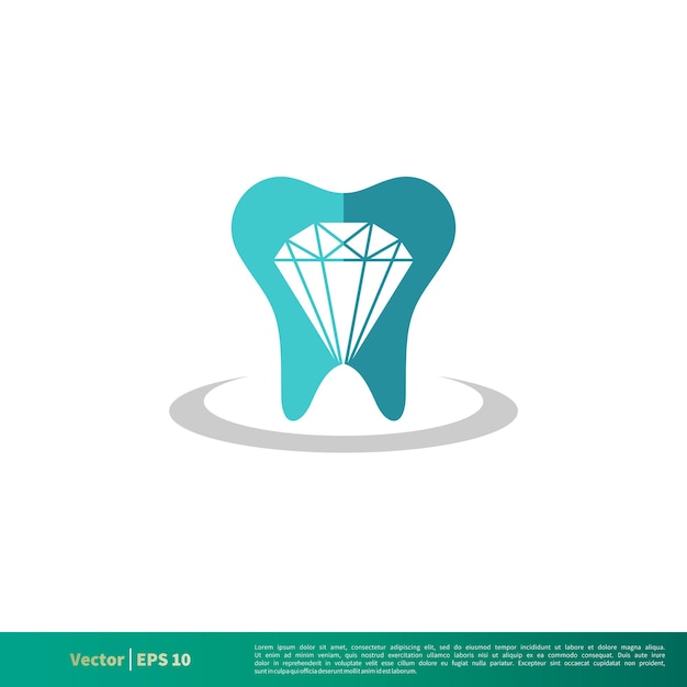Dente e diamante icona per la cura dentale modello di logo vettoriale disegno dell'illustrazione eps vettoriale 10