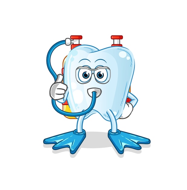 Tooth diver cartoon cartoon mascot vector