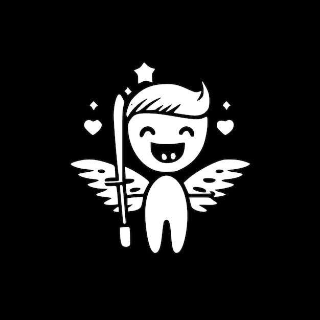 Tooth fairy black and white vector illustration