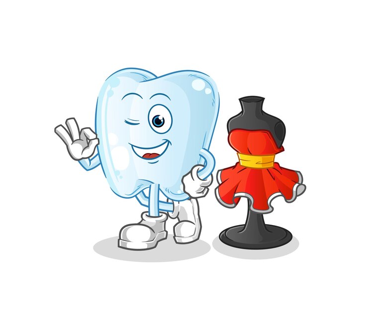 Tooth fashion designer vector. cartoon character
