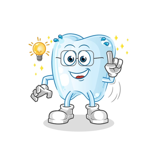 Tooth got an idea cartoon mascot vector