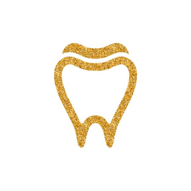 Vector tooth icon gold glitter texture vector illustration