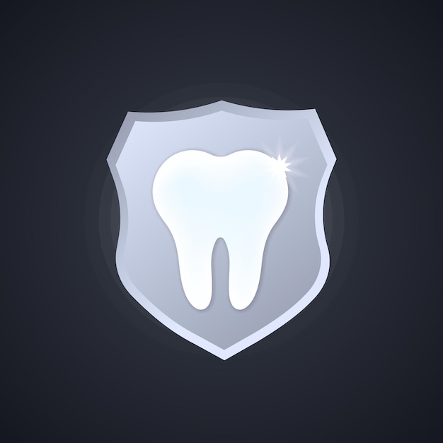 Tooth icon. Protection sign. Health care concept. Stomatology. Vector on isolated background. EPS 10.