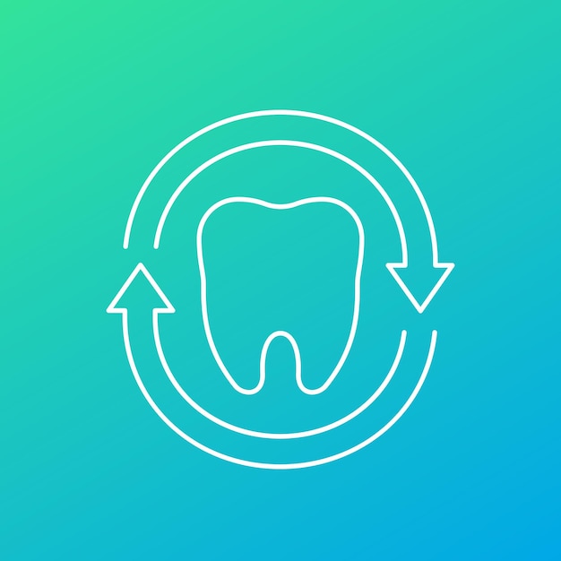 Vector tooth icon with arrows linear art