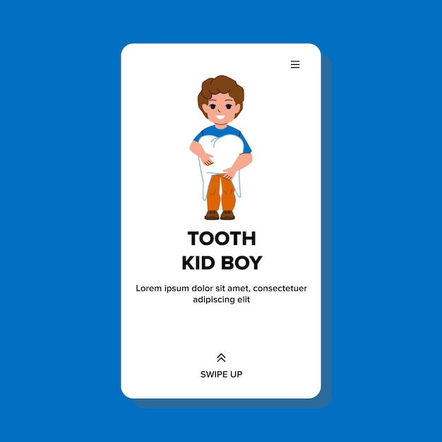 Tooth kid boy vector