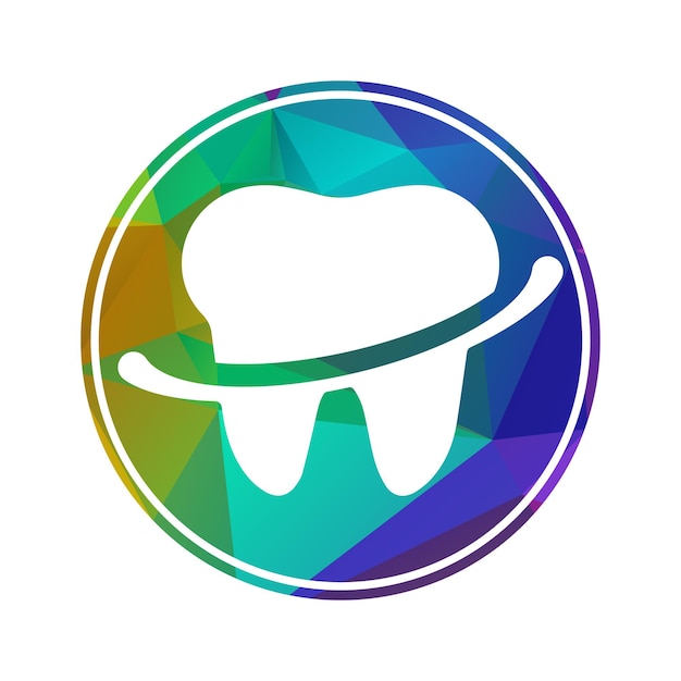 Vector tooth logo dental care with circle shape vector illustration
