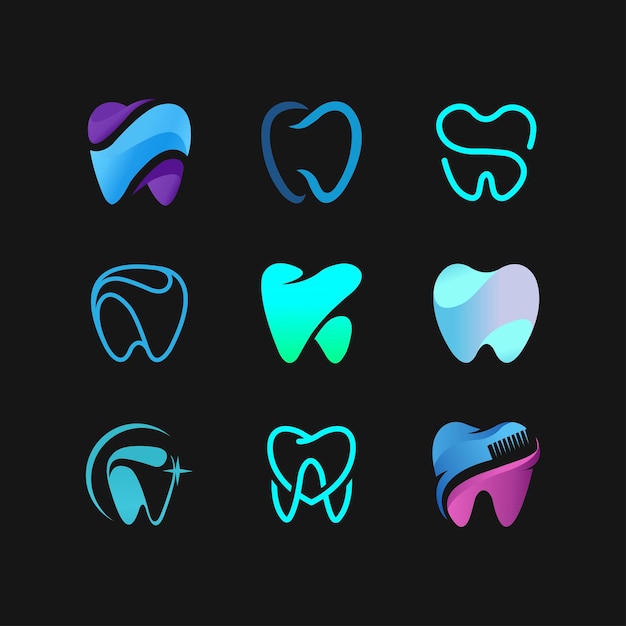 Vector tooth logos collection symbol designs for business