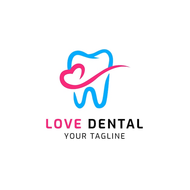 Vector tooth and love icon logo design