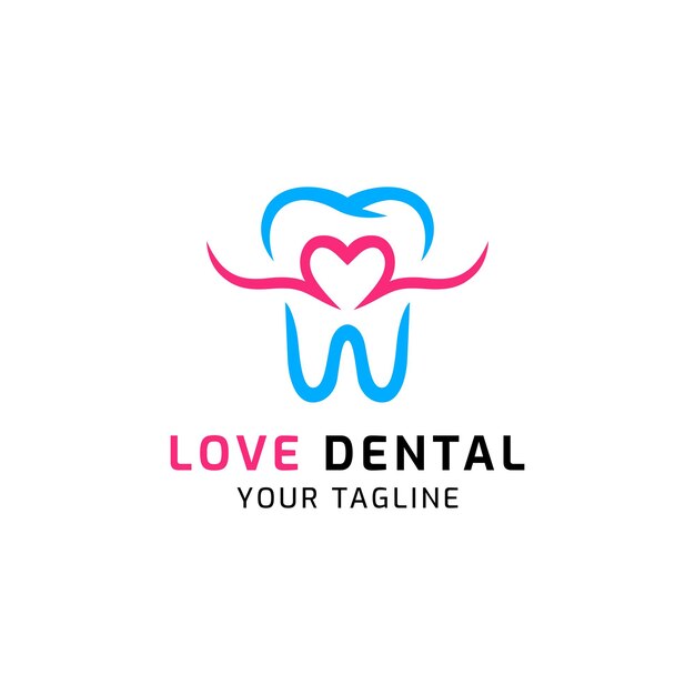 Vector tooth and love icon logo design