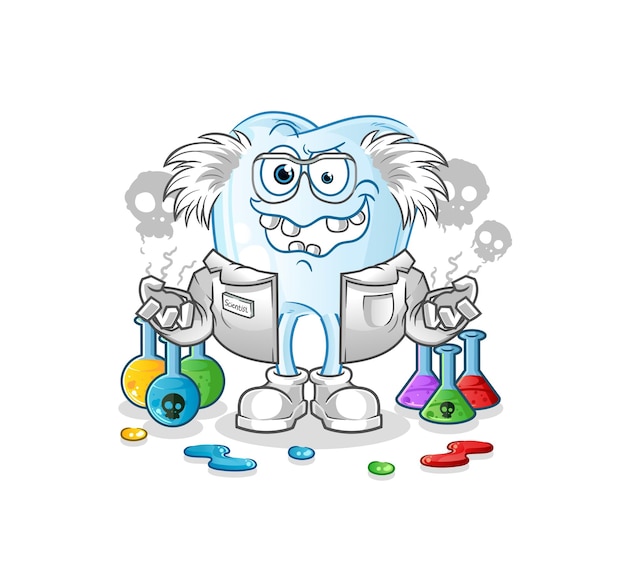 Tooth mad scientist illustration character vector