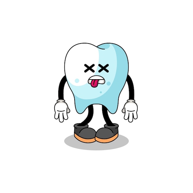 Vector tooth mascot illustration is dead