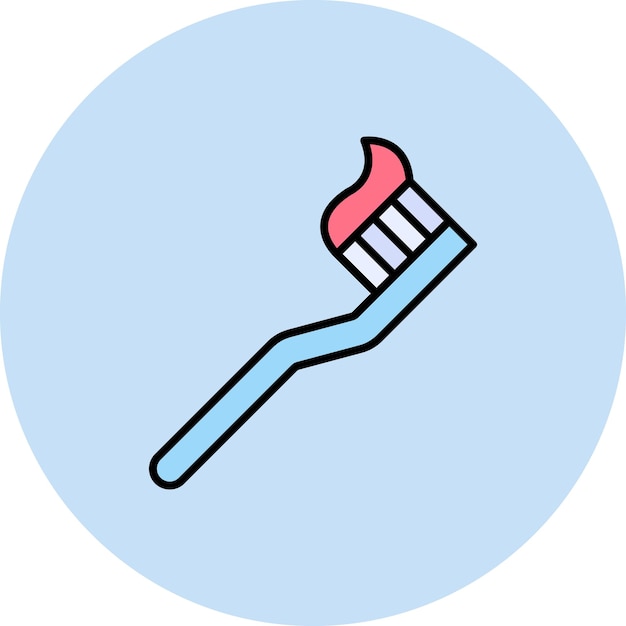 Векторное изображение значка зубной пасты на щетке может быть использовано для стоматологического ухода