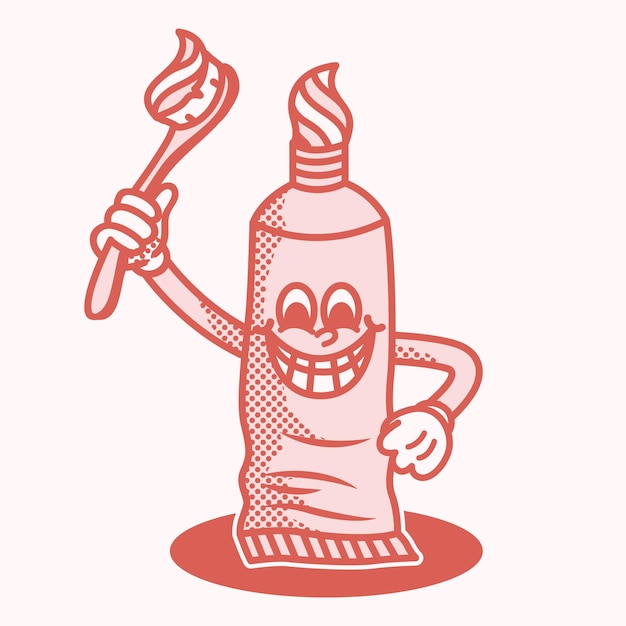 Vector tooth paste vintage mascot