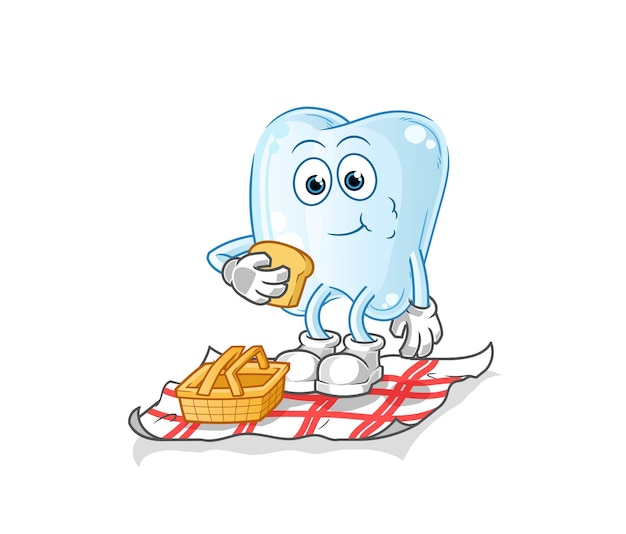 tooth on a picnic cartoon. cartoon mascot vector