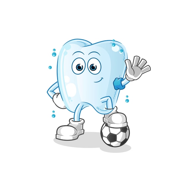 tooth playing soccer illustration. character vector
