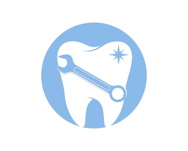 Logo di riparazione del dente con chiave inglese all'interno