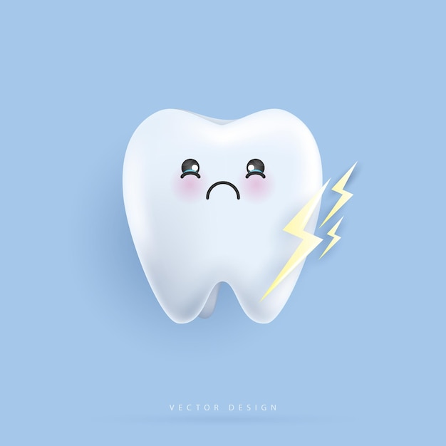 Vector tooth sensitivity tooth and thunder can be used in children dentist clinic medical health and dentistry concept cartoon dental character vector design