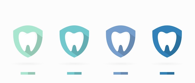 Illustrazione del design del logo dell'icona dello scudo del dente