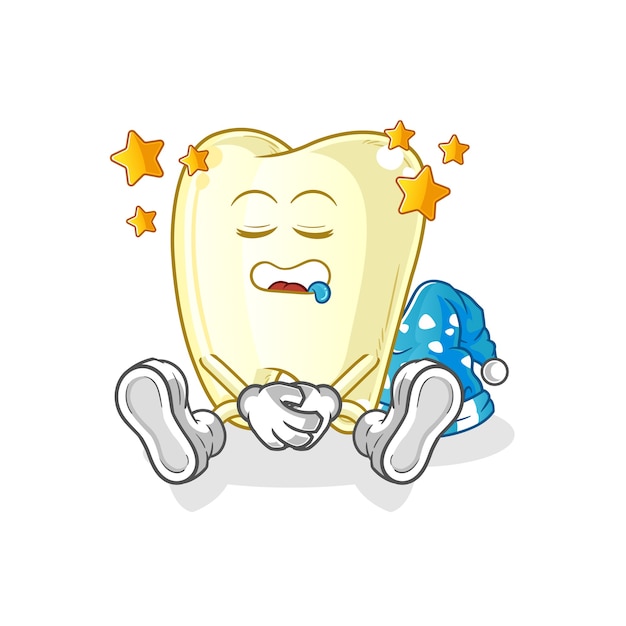 Vector tooth sleeping character cartoon mascot