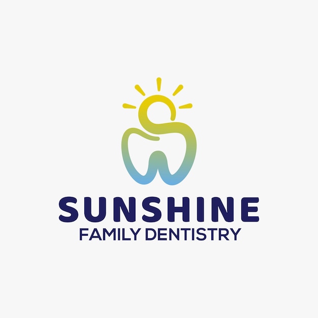 Tooth and sun logo combination. Dentistry logo simple design.