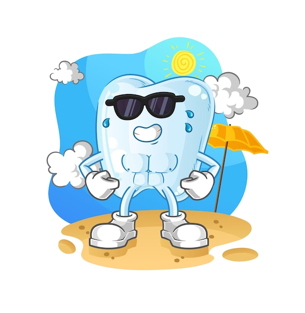 Tooth sunbathing in summer character vector