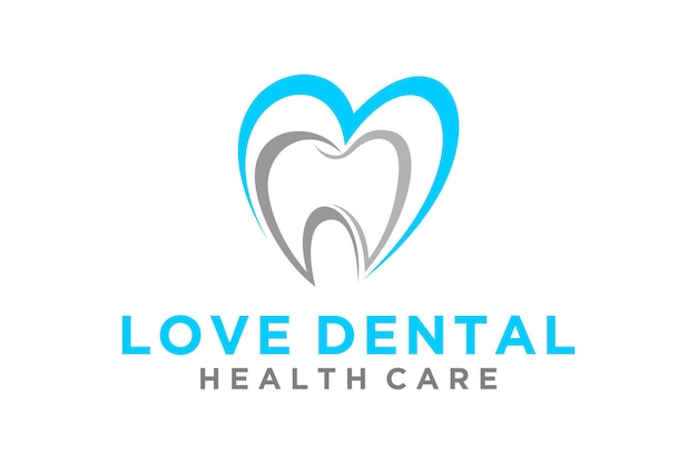 Vettore denti denti dentista odontoiatria dentale heart love logo design vector