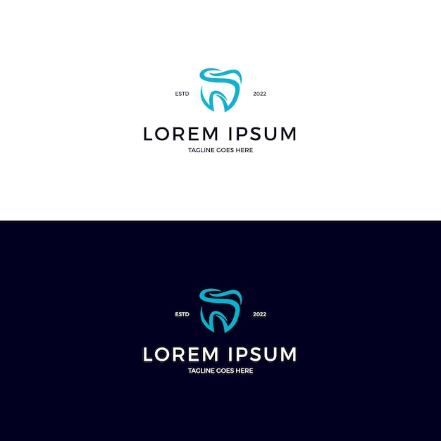 Vettore ispirazione del design del logo dell'odontoiatria dentale del dentista dei denti dei denti