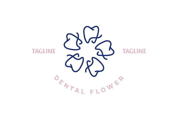 Tooth teeth and flower dentist dentistry dental logo design vector