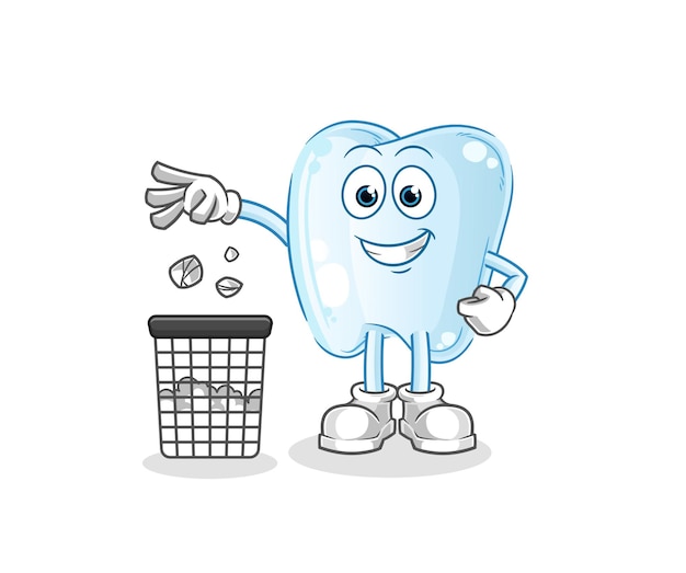 Tooth Throw garbage mascot cartoon vector