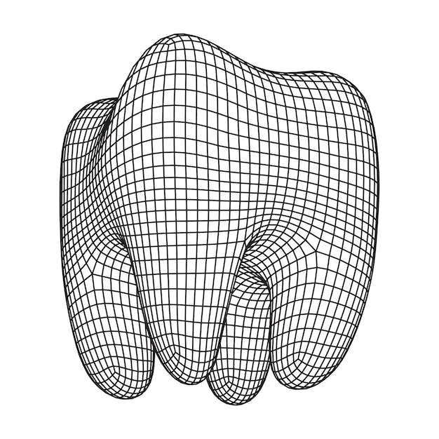 Tooth wireframe mesh connection structure vector illustration dental medicine health concept