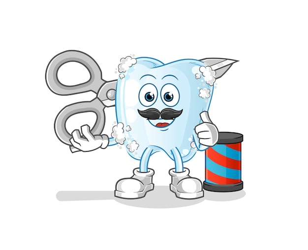 Tooth with foam barber cartoon cartoon mascot vector