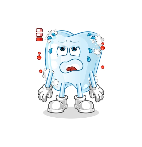 Tooth with foam low battery mascot cartoon vector