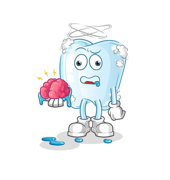 Tooth with foam no brain vector cartoon character