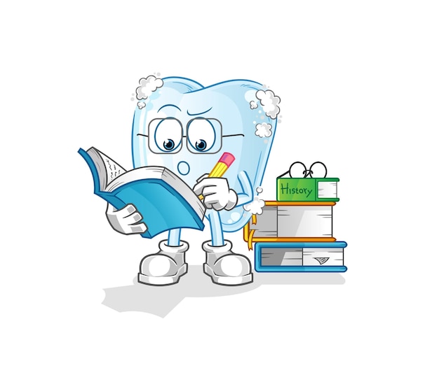 Tooth with foam studying mascot cartoon vector