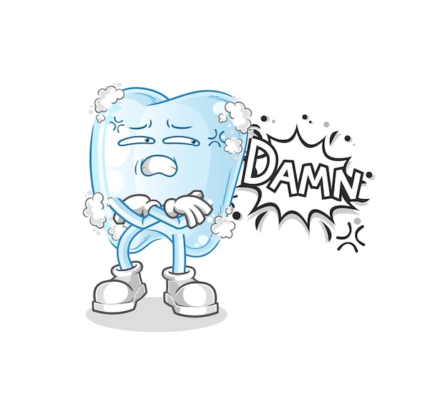 Tooth with foam very pissed off illustration character vector