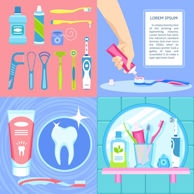 Vector toothbrush background set.