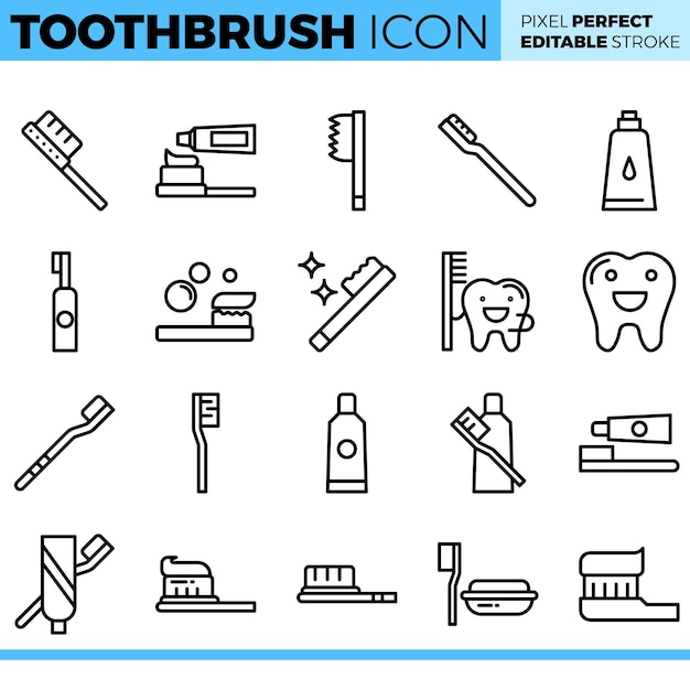 Toothbrush icon set