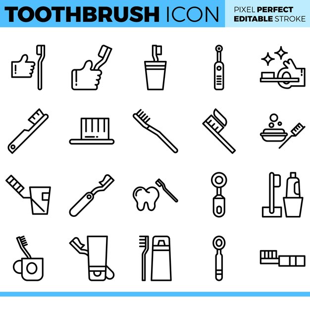 Toothbrush icon set