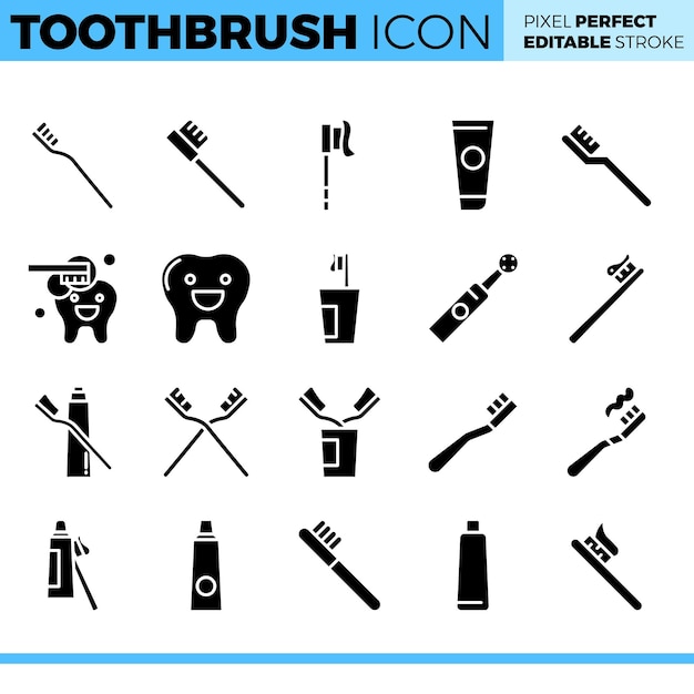 Toothbrush icon set