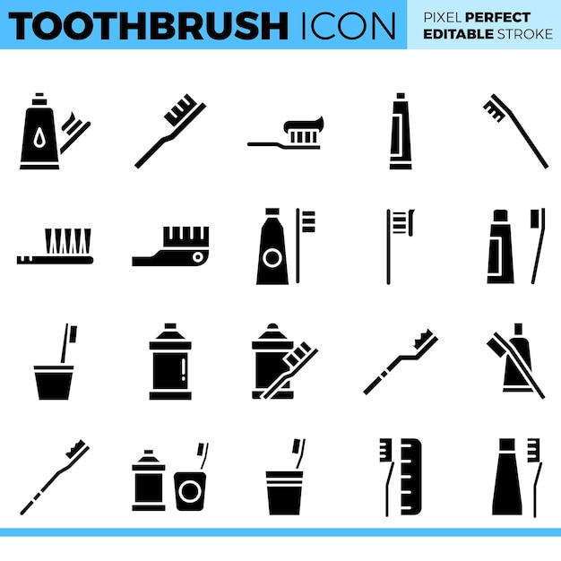 Toothbrush icon set